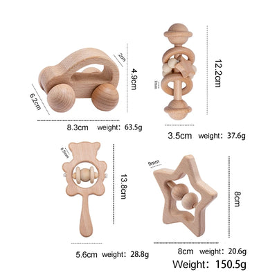 Baby Toys Wooden Rattles Sets
