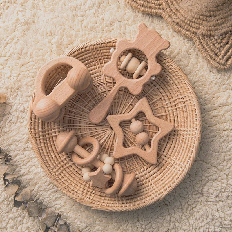 Baby Toys Wooden Rattles Sets