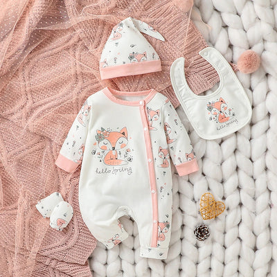 4Pcs Baby Girls Long Sleeve +Hat