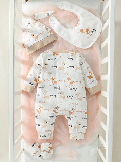4Pcs Baby Girls Long Sleeve +Hat