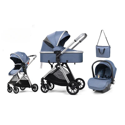 3 in 1 multifunctional baby stroller equipped with car seats for sitting and lying down