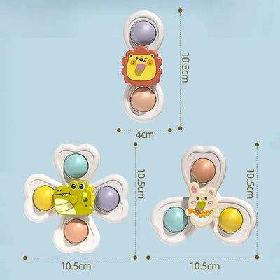 3PCS Suction Cup Spinner Bath Toys For Kids Sensory Stress Relief Spinning Educational Toys Baby Rotating Rattle Fidget Gifts