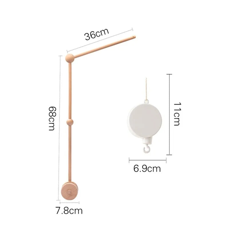 Crib Mobile Bed Bell Wooden Baby Rattles