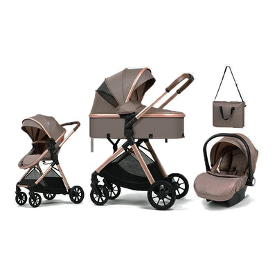 3 in 1 multifunctional baby stroller equipped with car seats for sitting and lying down