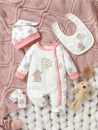 4Pcs Baby Girls Long Sleeve +Hat