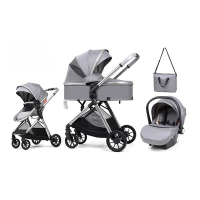 3 in 1 multifunctional baby stroller equipped with car seats for sitting and lying down