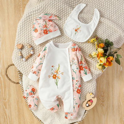 4Pcs Baby Girls Long Sleeve +Hat